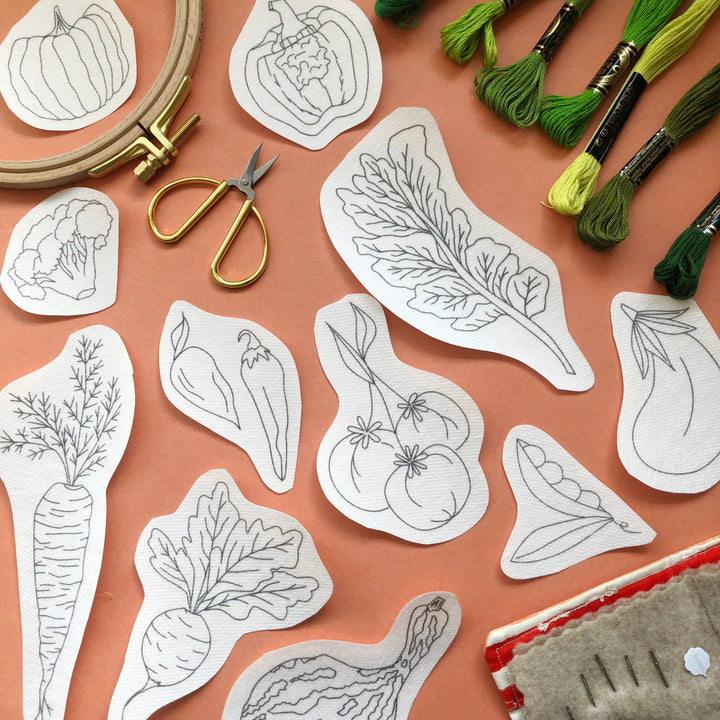 Vegetables - Embroidery Peel Stick & Stitch Patterns