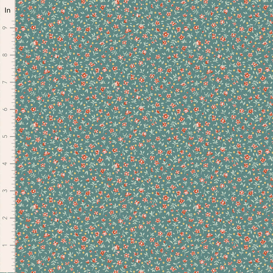 Village Life Blenders by the 1/4 Yard - Mae Teal