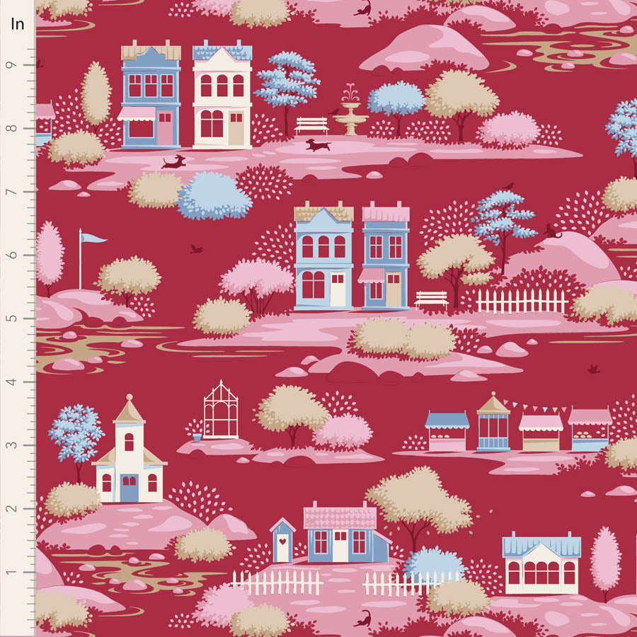 Village Life Blenders by the 1/4 Yard - Village Burgundy
