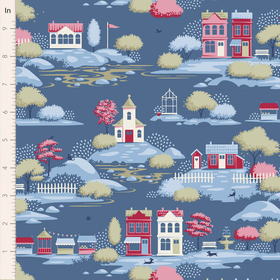 Village Life Blenders by the 1/4 Yard - Village Blue