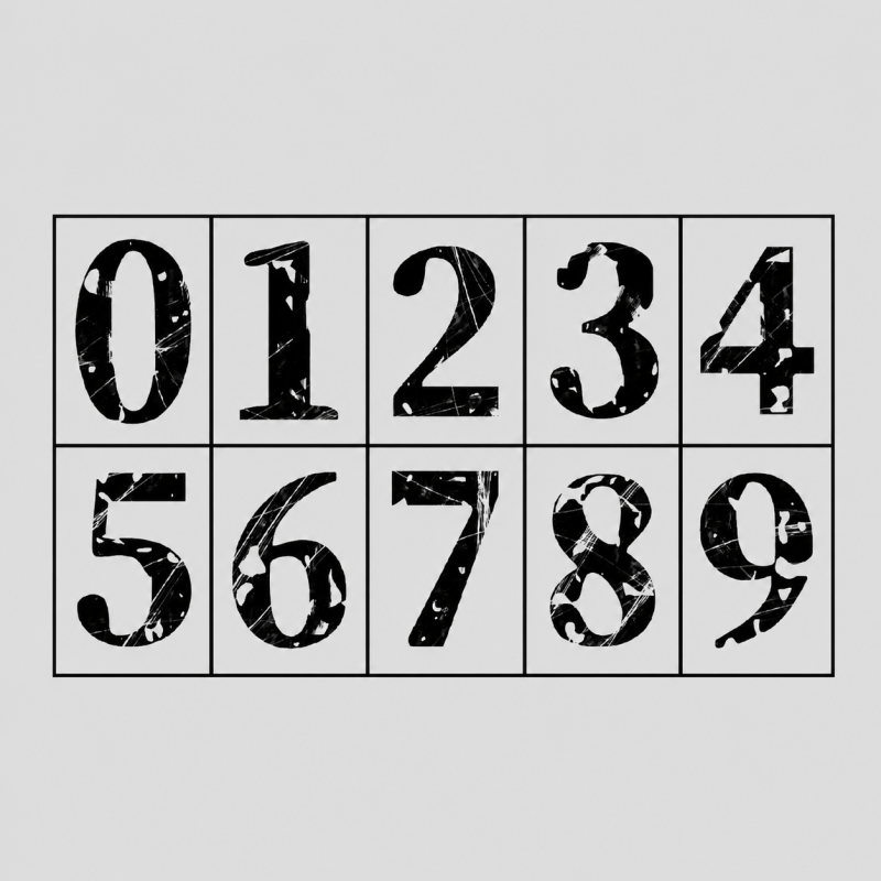 Vintage Number &amp; Letter Wooden Rubber Stamp Set