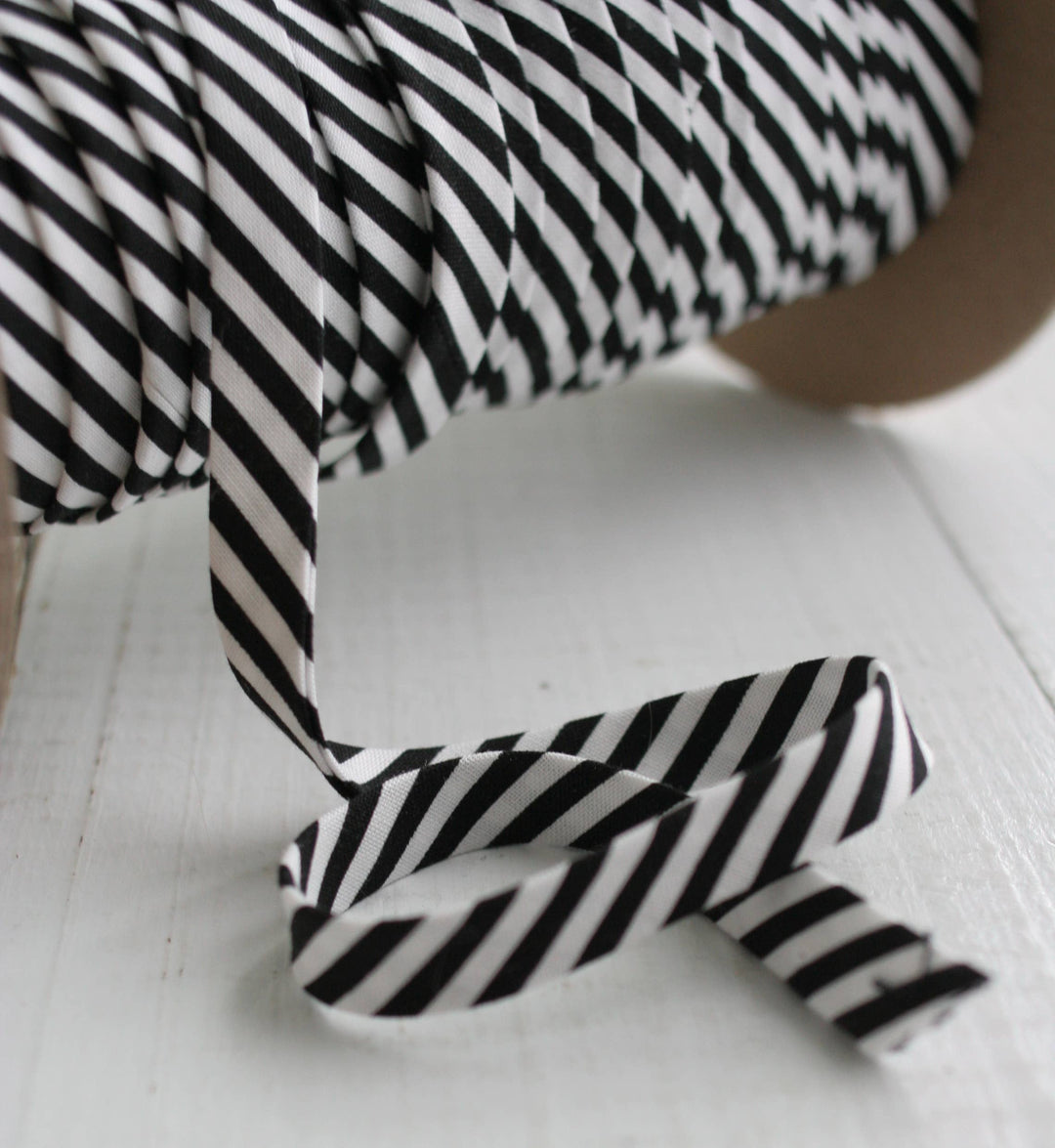 1/2" Double Fold Bias Binding -  Black Stripe