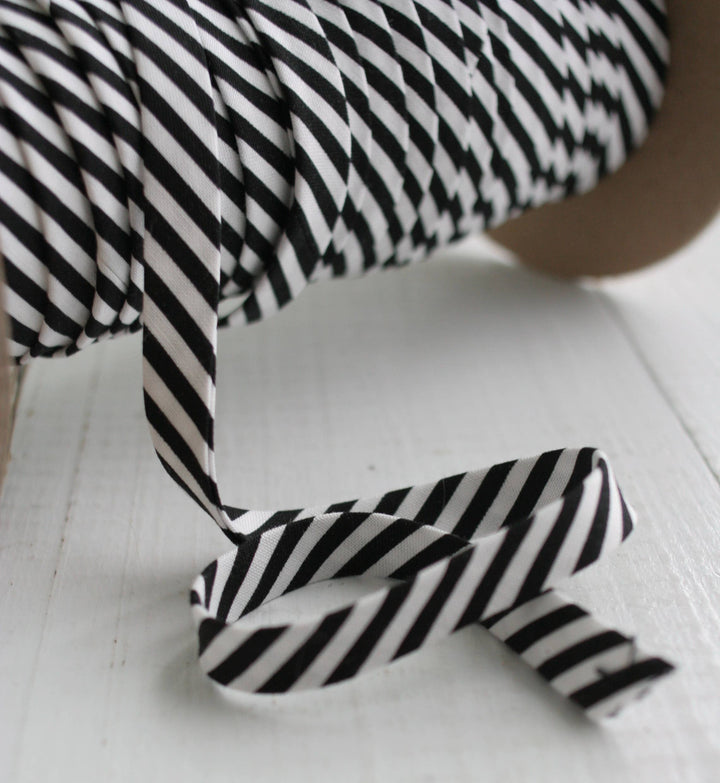 1/2" Double Fold Bias Binding -  Black Stripe