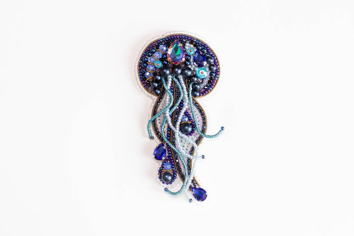 Set of 3 Jellyfish Brooches, Embroidery Kit: DIY Needlework