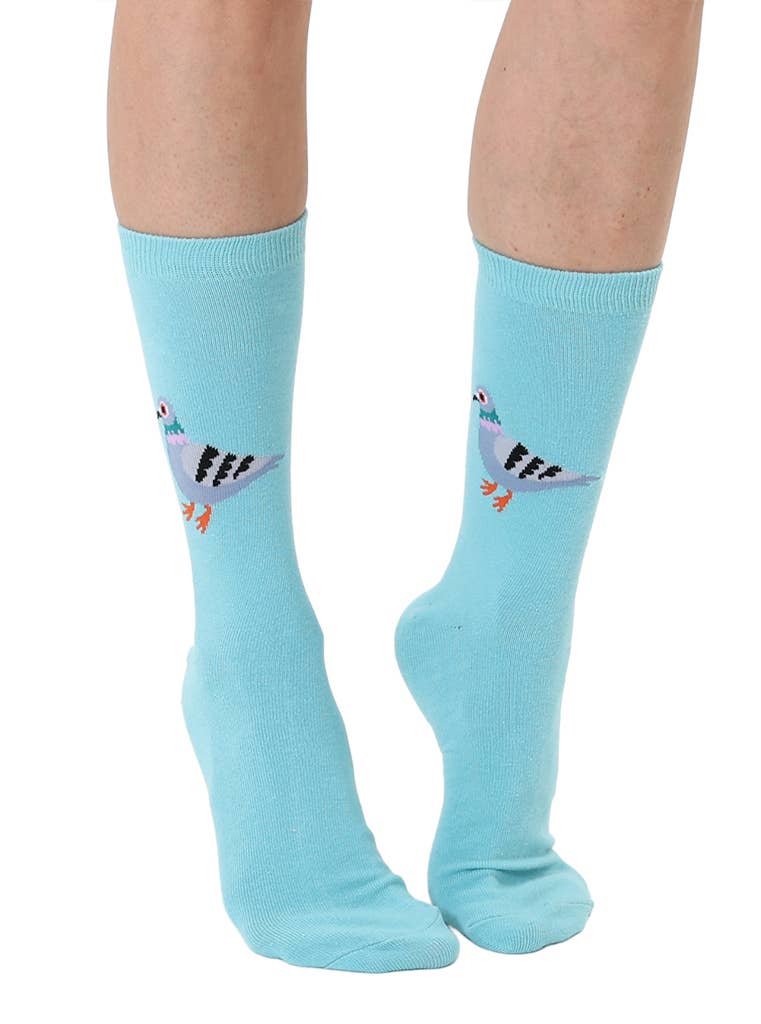 3D Packaged Crew Socks - City Pigeon - Sky Blue