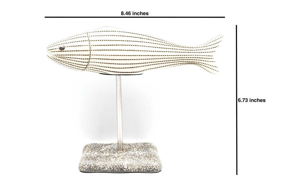 Handcrafted Porcelain Fish Black Dotted Stripe