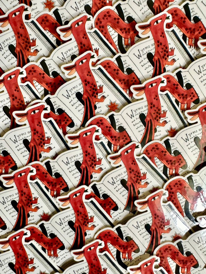 Book Wyrm - Book Worm - DND - Bookstore - Library Sticker