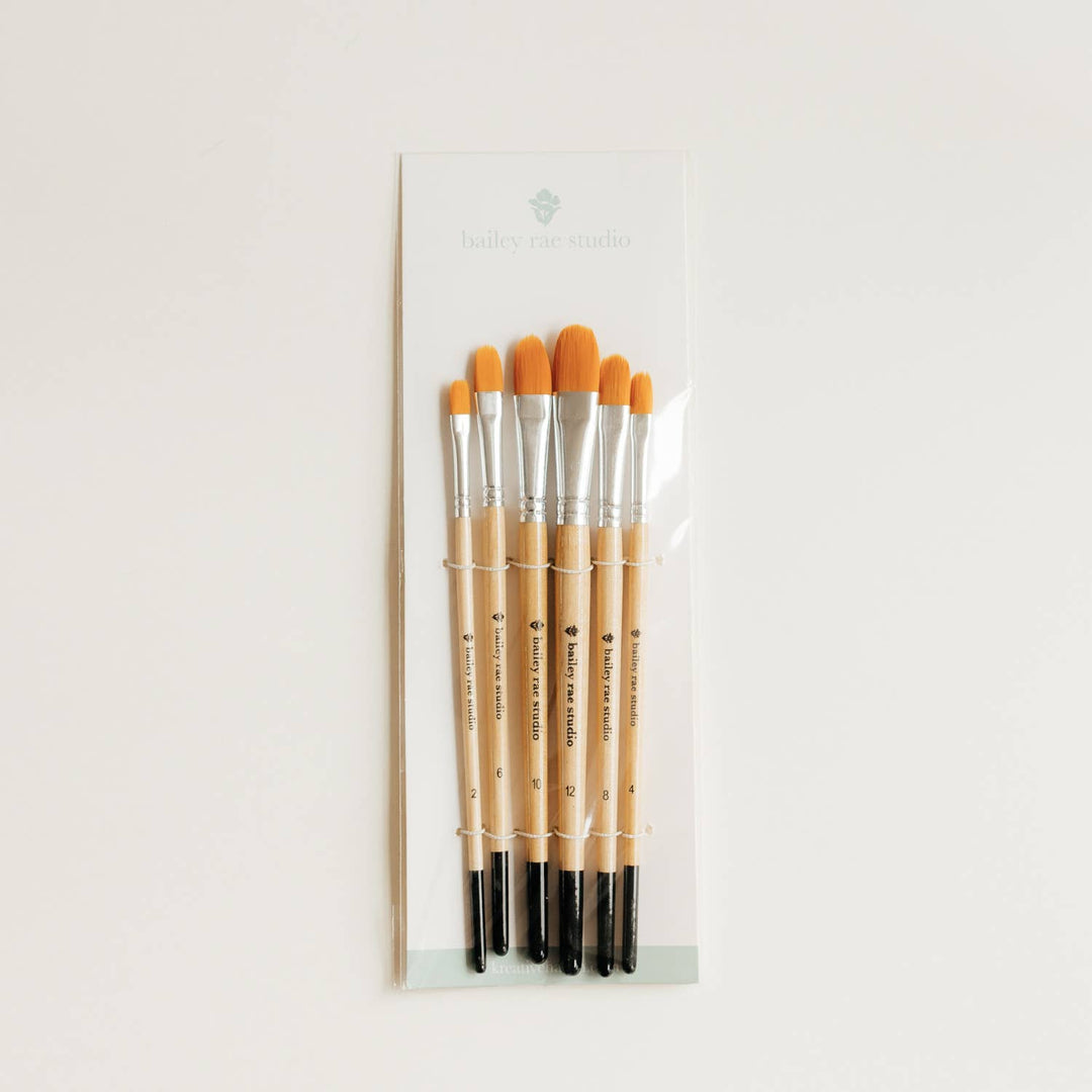 Filbert watercolor brush set -- 6 piece