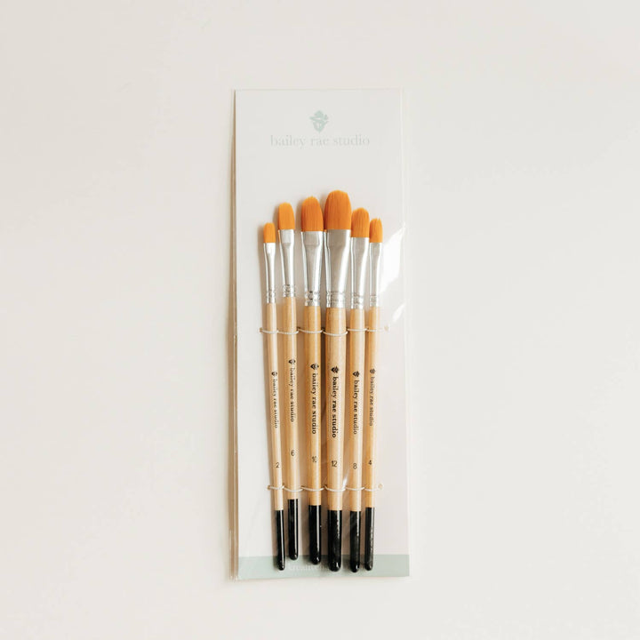 Filbert watercolor brush set -- 6 piece