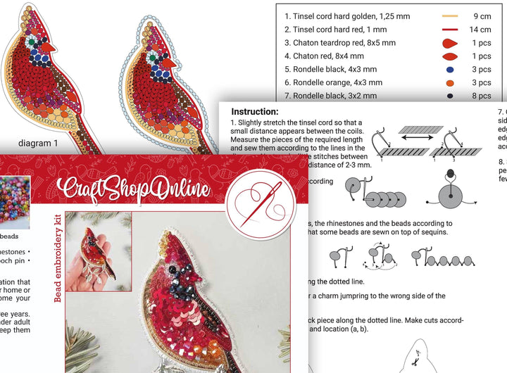Set Of 5 Forest Bird Brooch Embroidery Kit, DIY Jewelry