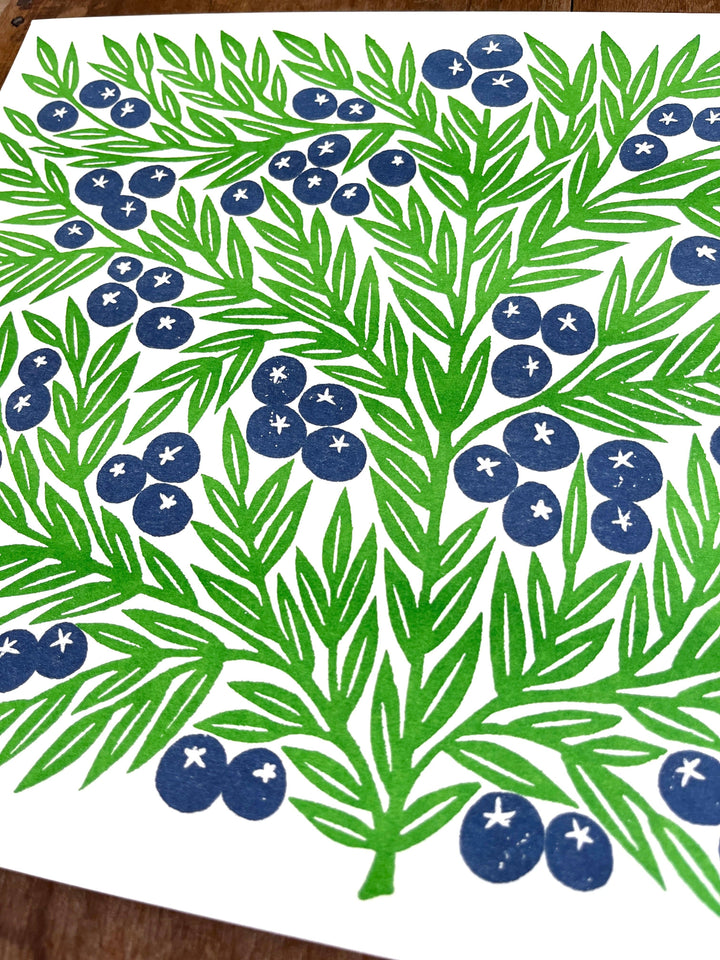 Garden Series: Blueberries Risograph Print