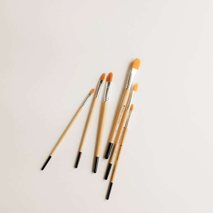 Filbert watercolor brush set -- 6 piece