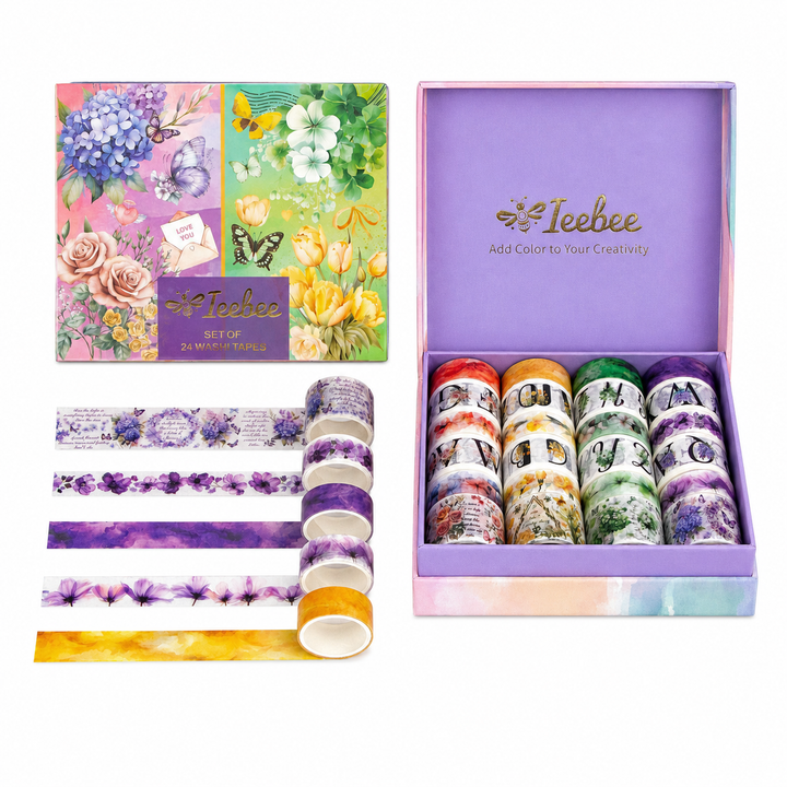 Alphabet Garden Washi Tape Set - 24 Rolls