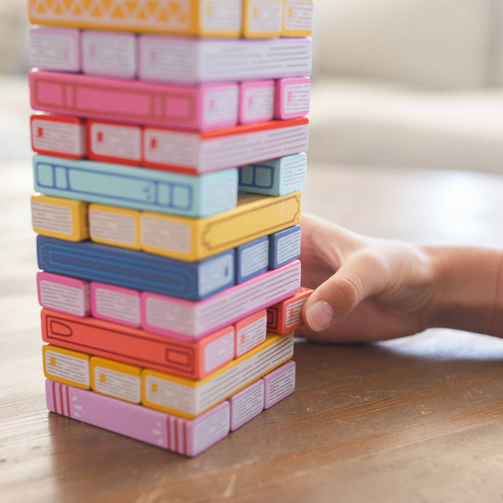 Tumbling Book Stack - Wooden Block Stacking &amp; Balance Game
