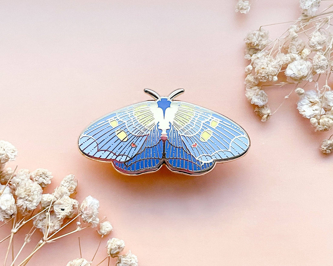 African Peach Moth Enamel Pin