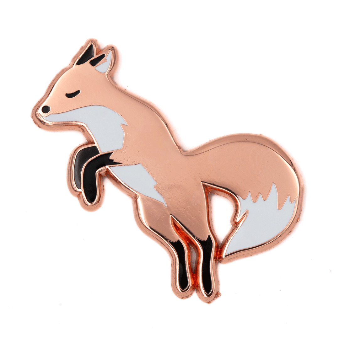 Jumping Fox Enamel Pin