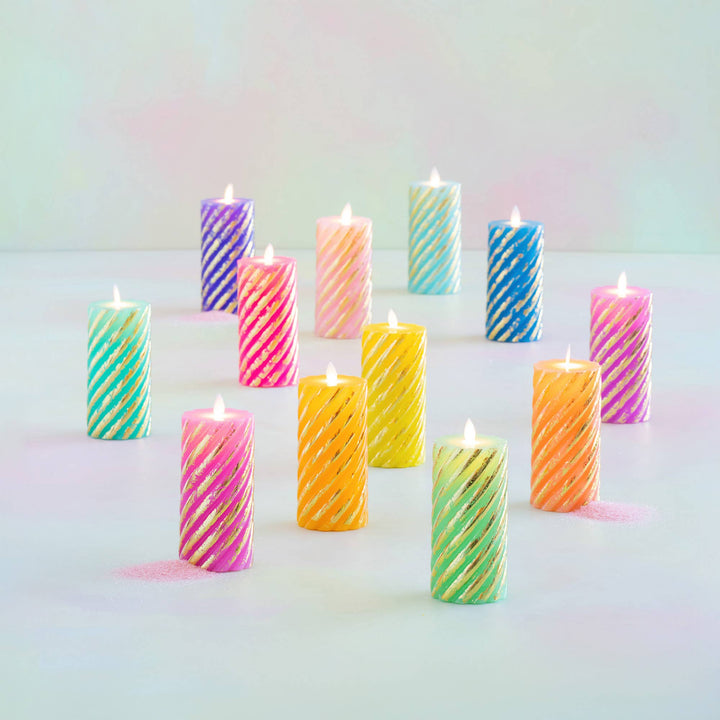 Glitterville Rainbow Pillar Flameless Candle