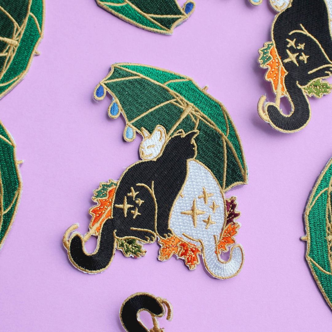 Umbrella Cats Embroidered Patch