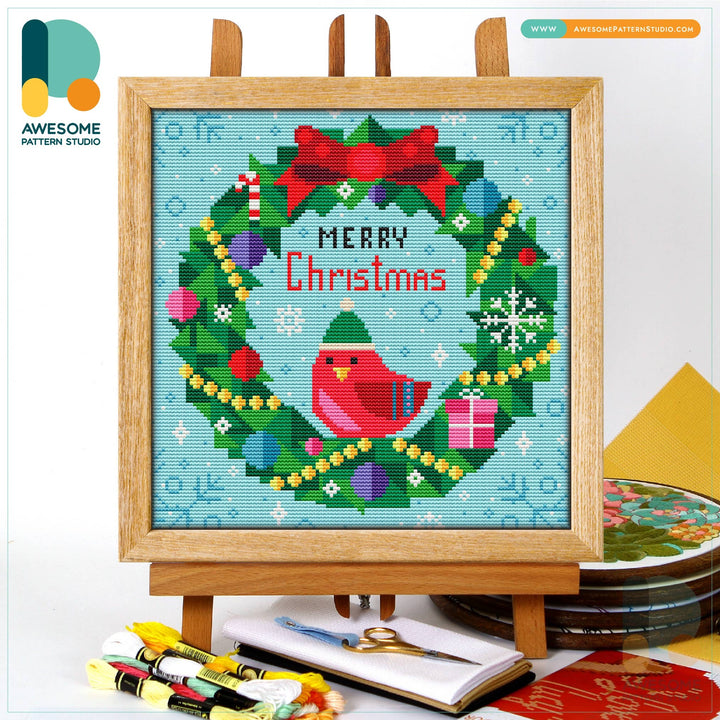 CS1557-1 Christmas Wreath, Counted Cross Stitch Kit