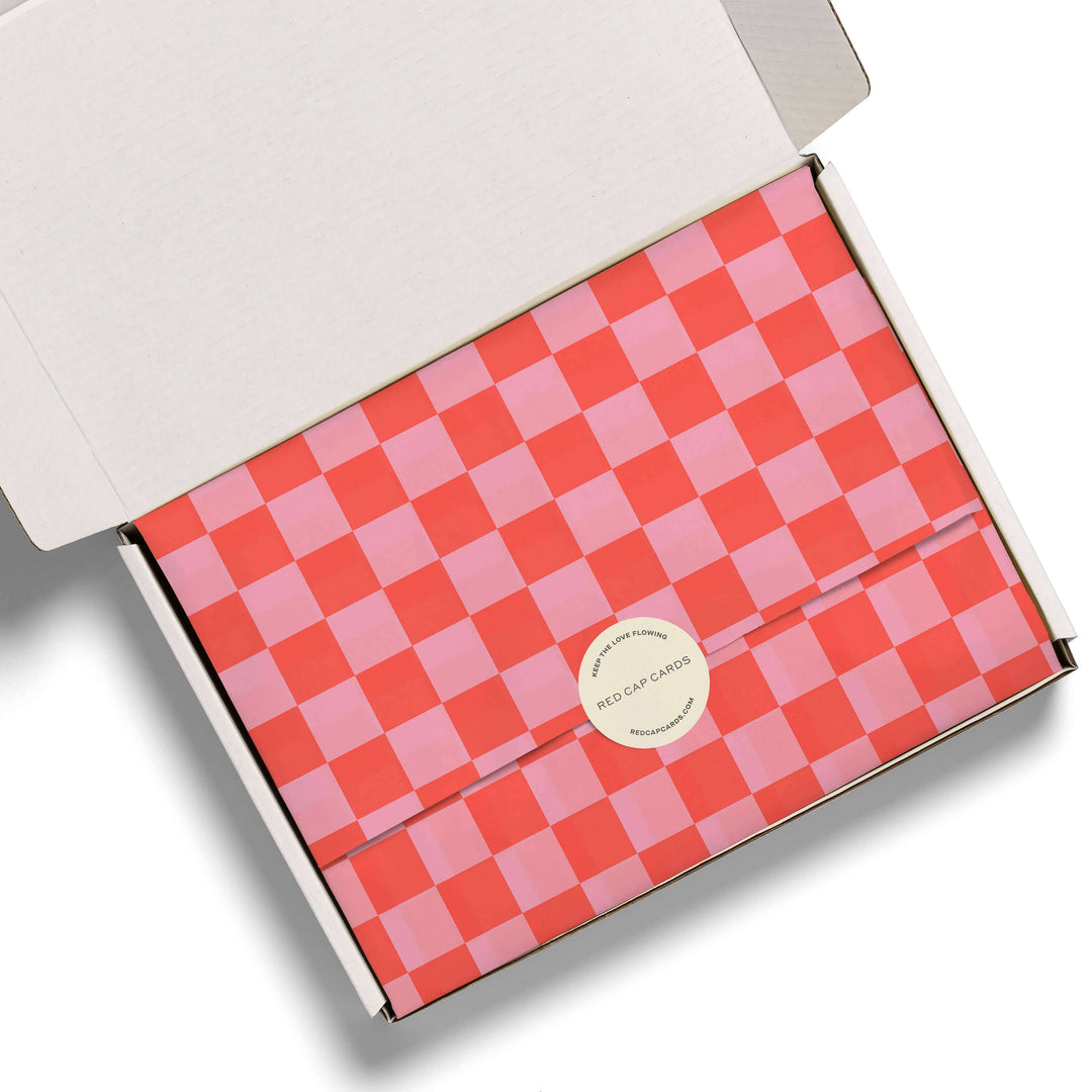 Red and Pink Checkers tissue paper