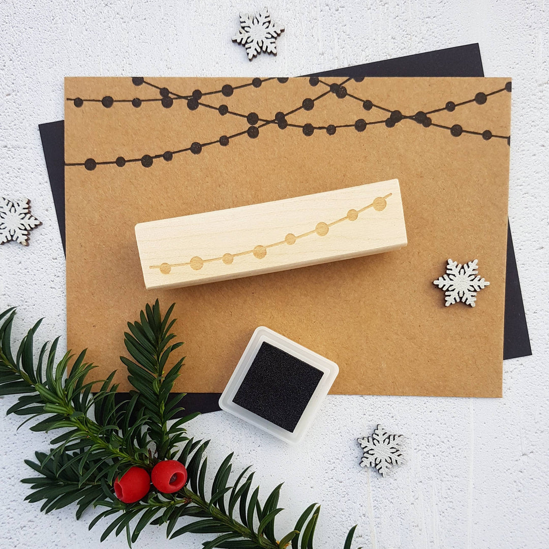 Christmas String of Lights Rubber Stamp