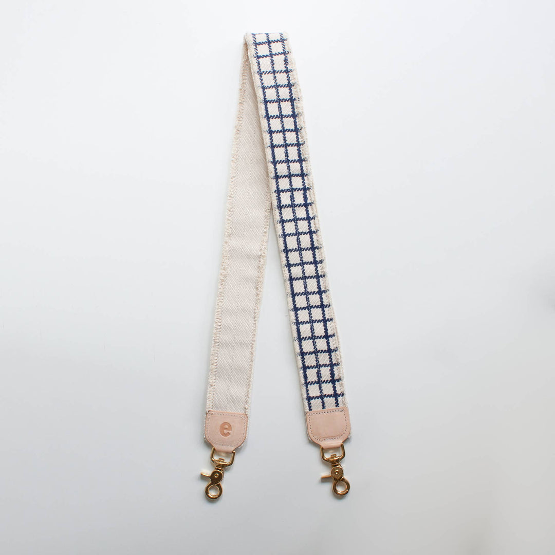 Navy Plaid Bag Strap