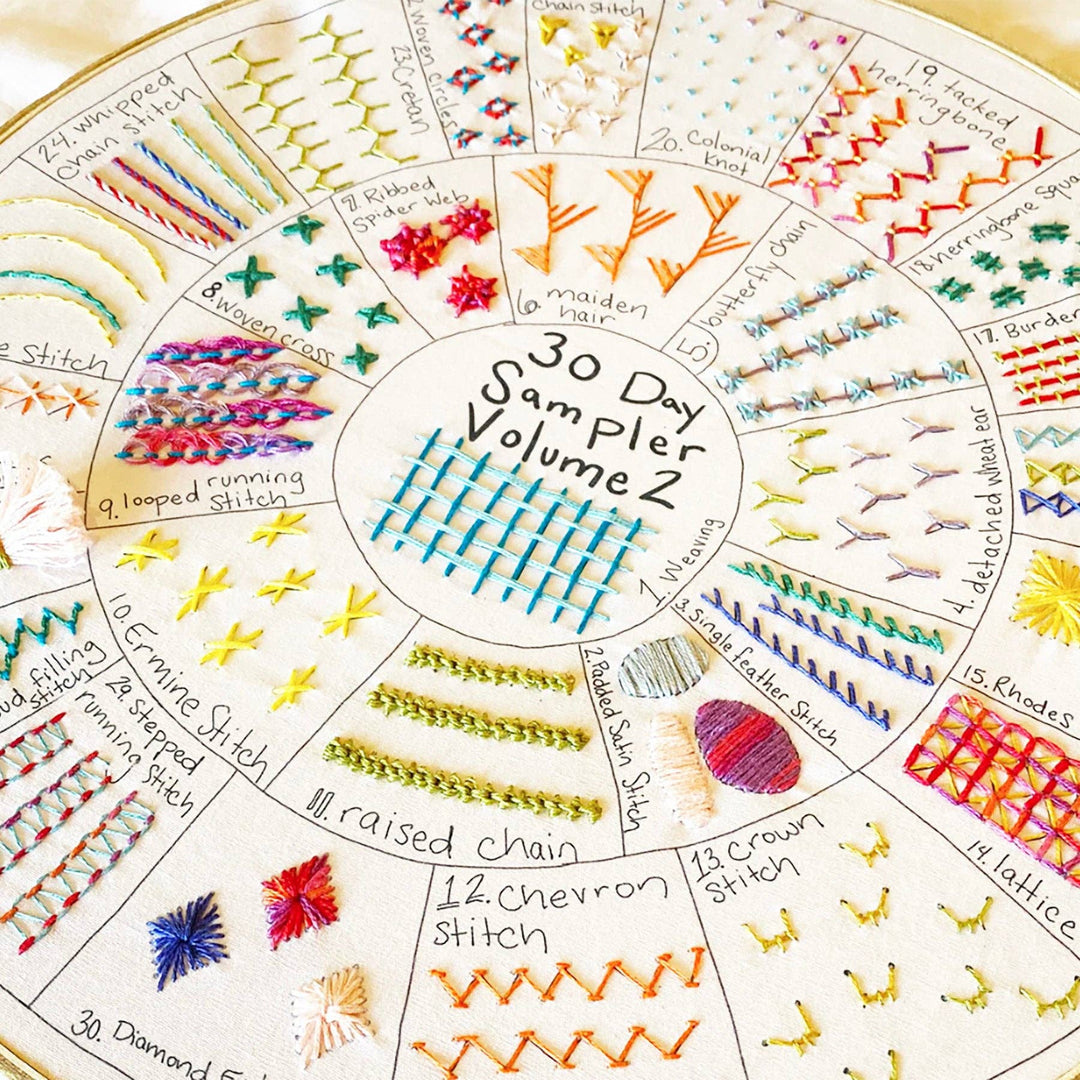 Round 30 Day Sampler - Volume 2 - Fabric, Videos, and Printed Stitch Guide
