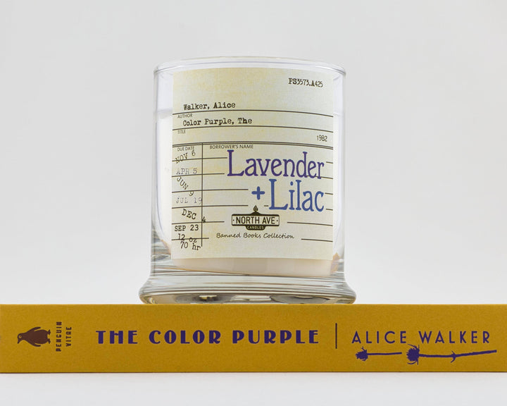 Banned Book Candle / The Color Purple / Bookstore Sidelines
