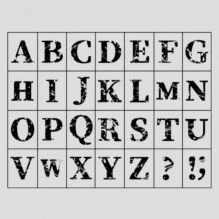 Vintage Number &amp; Letter Wooden Rubber Stamp Set