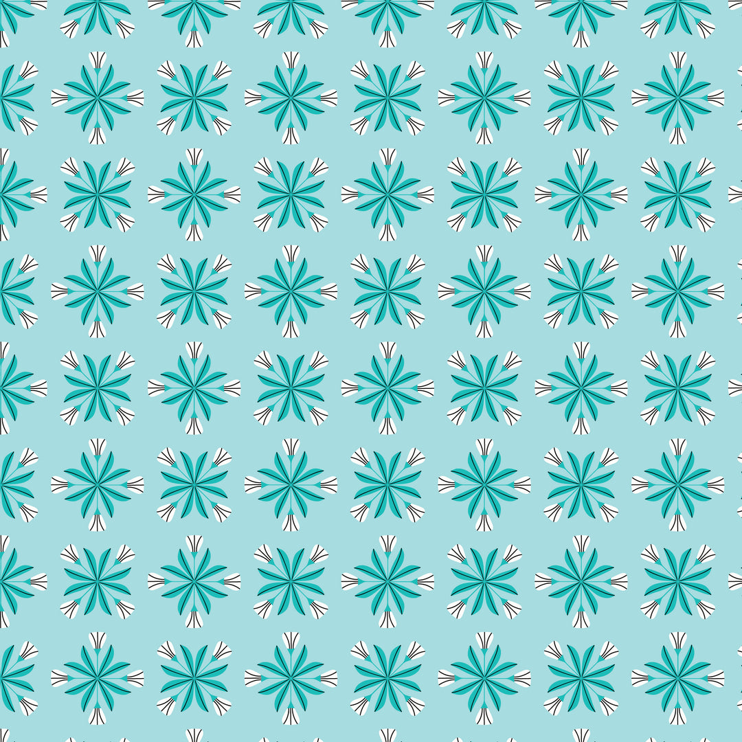 Reindeer Romance by the 1/4 Yard - Snowflake Blossoms Turquoise