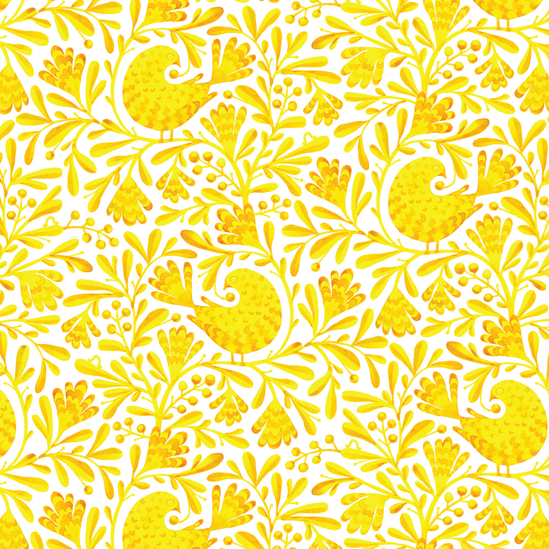 Birds & Branches by the 1/4 Yard - Olga Yellow