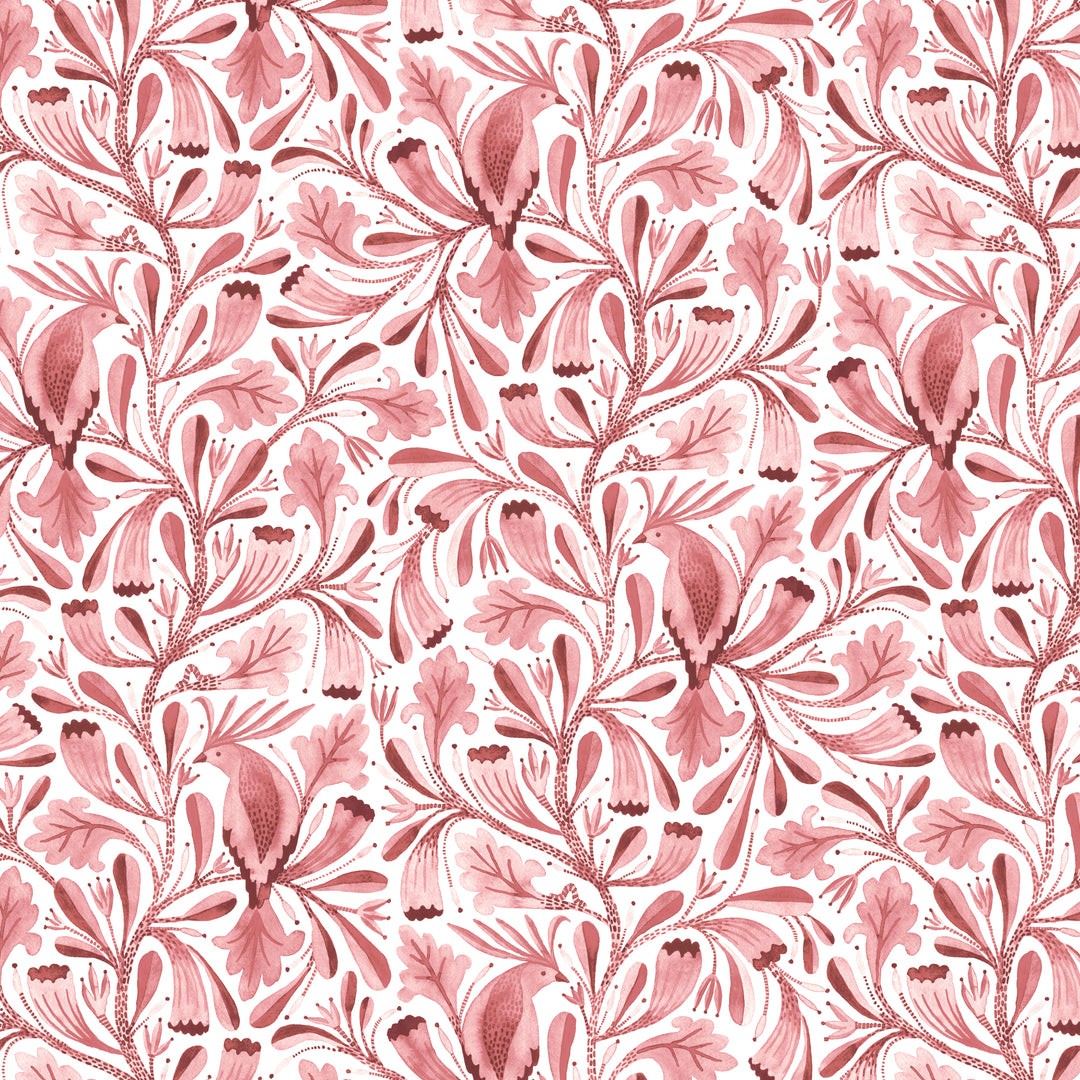 Birds & Branches by the 1/4 Yard - Ezra Earthy Pink
