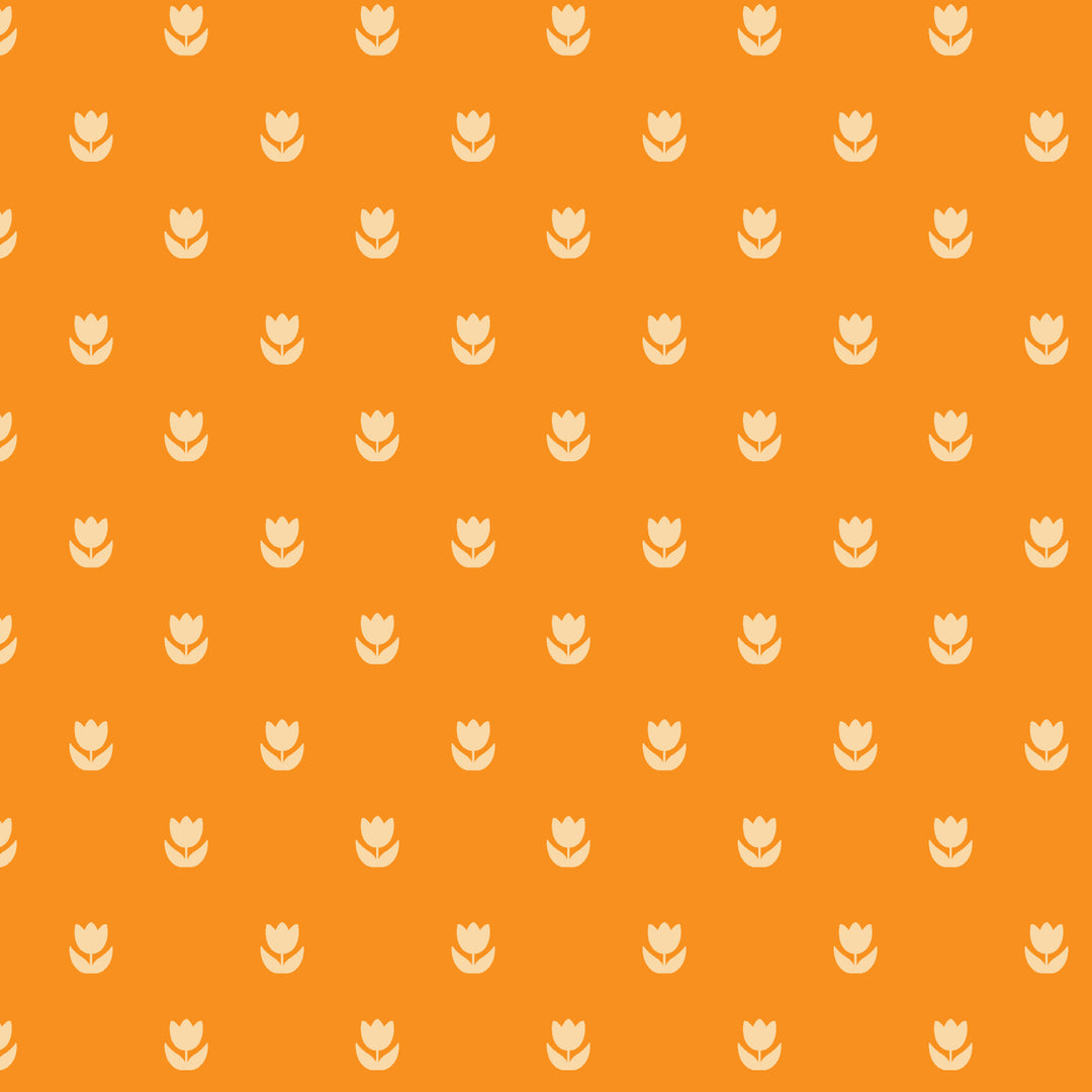 Blooming Garden by the 1/4 Yard - Orange Flower Fields