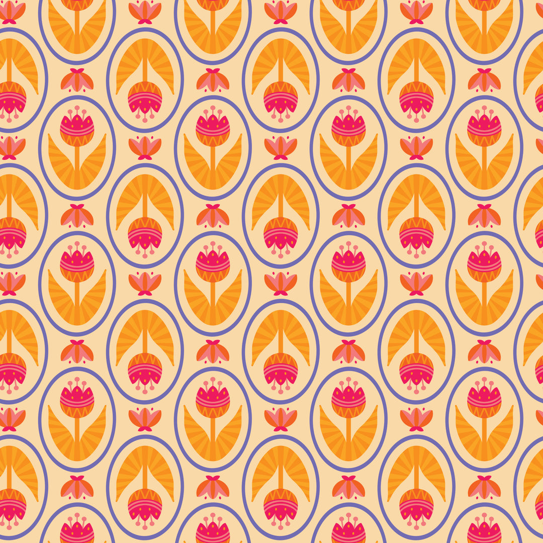 Blooming Garden by the 1/4 Yard - Orange Tulip Love