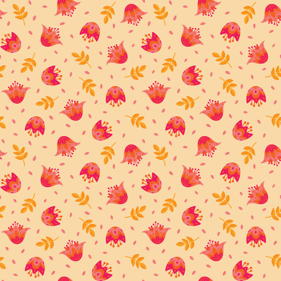 Blooming Garden by the 1/4 Yard - Orange Flower Dance