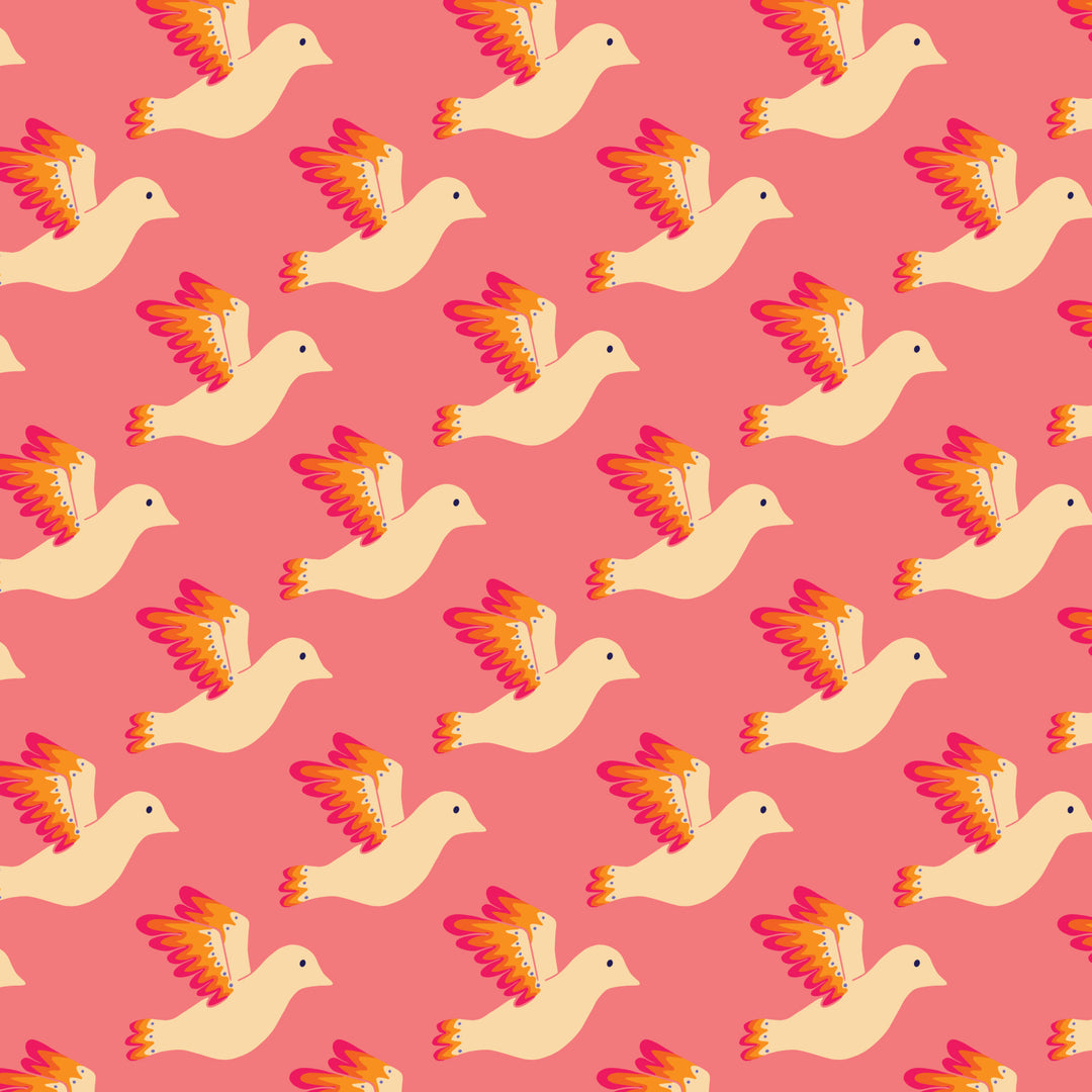 Blooming Garden by the 1/4 Yard - Pink Birdies