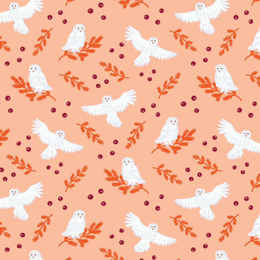 Foxwood by the 1/4 Yard - Snowy Owl Orange