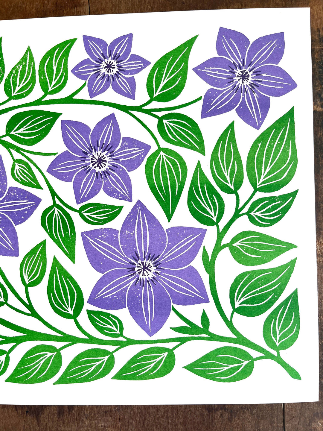 Garden Series: Clematis Risograph Print