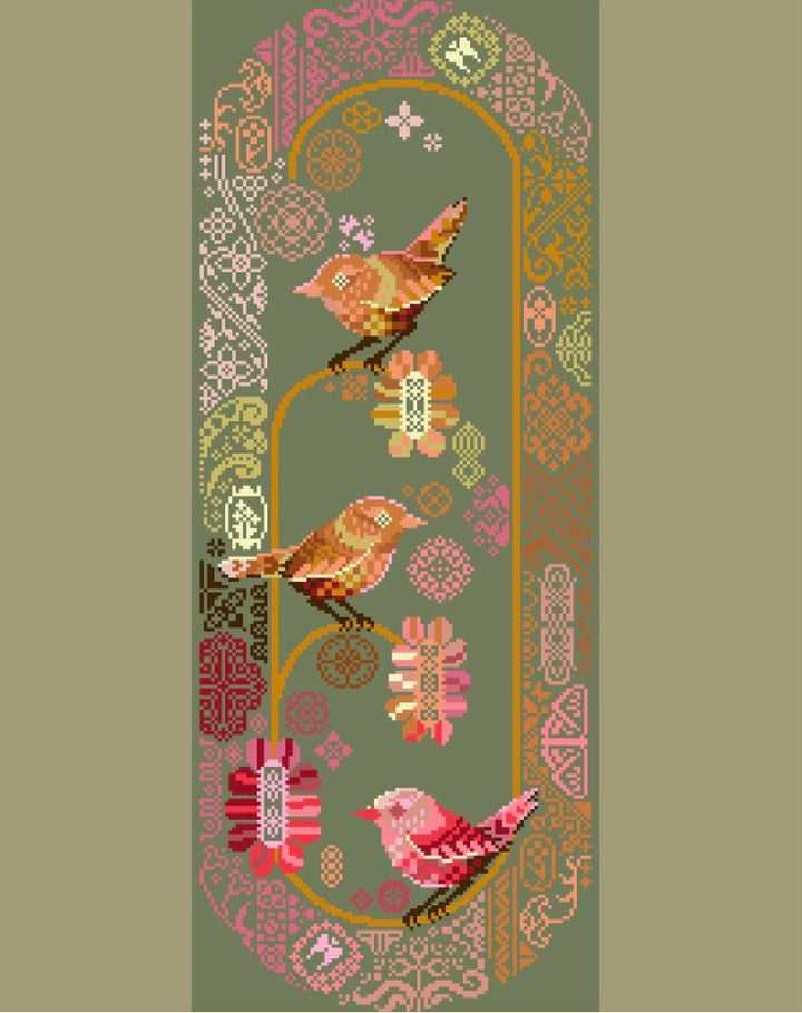 Pink Wren Cross Stitch Pattern