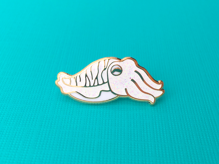 White Glitter Cuttlefish Pin