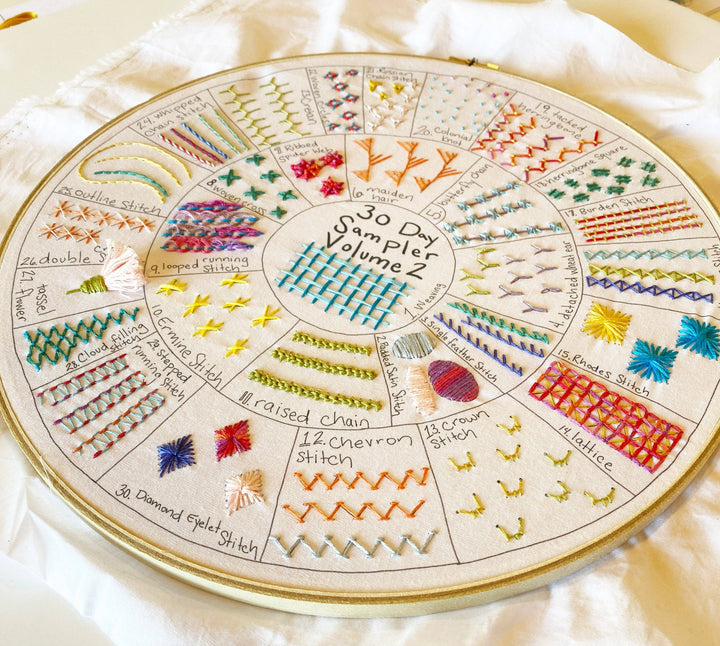 Round 30 Day Sampler - Volume 2 - Fabric, Videos, and Printed Stitch Guide