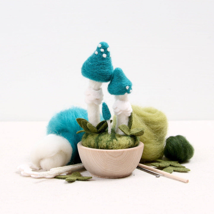 Blue Mushrooms Needle Felting Kit