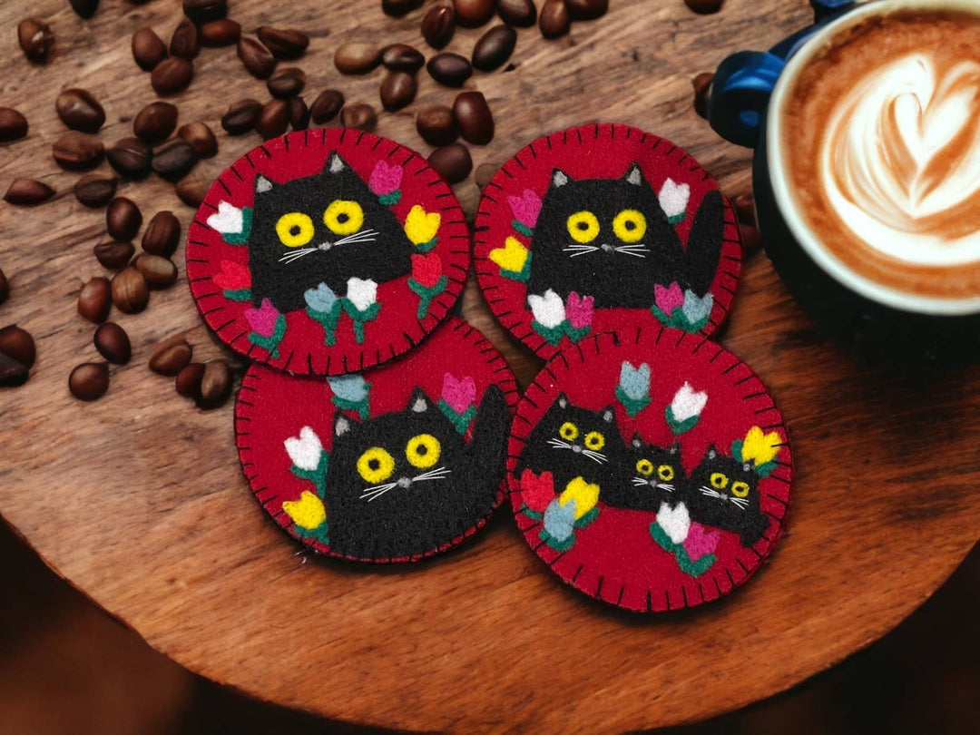 Black Cat Felt & Sew DIY Coaster Kits