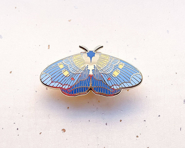 African Peach Moth Enamel Pin