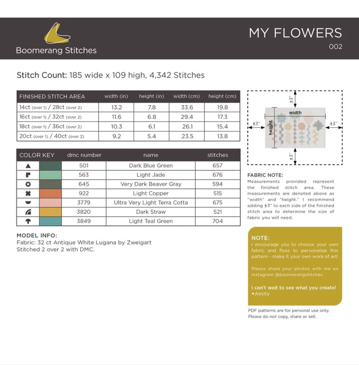 My Flowers Cross Stitch Pattern