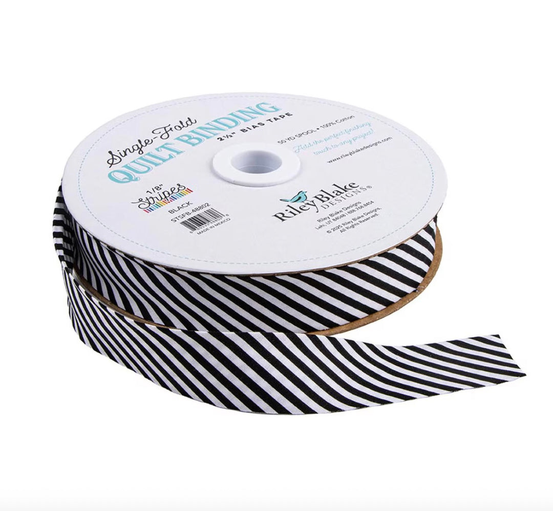 Single Fold Quilt Binding 1/8" Navy Stripe