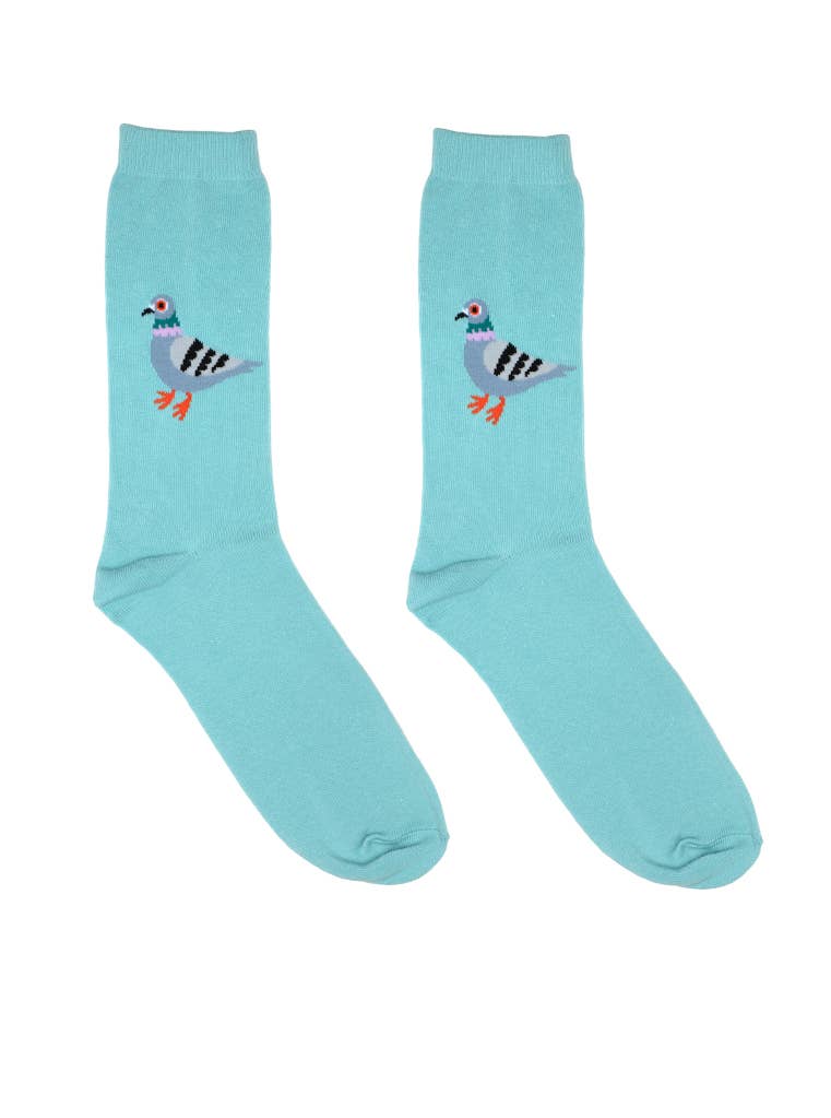 3D Packaged Crew Socks - City Pigeon - Sky Blue