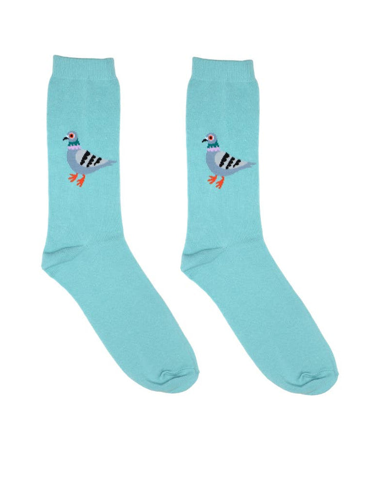 3D Packaged Crew Socks - City Pigeon - Sky Blue