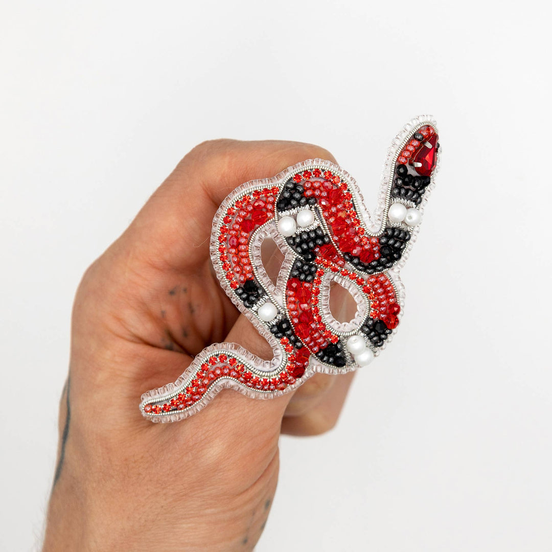 Coral Snake Bead Embroidery Kit: DIY Seed Bead Brooch