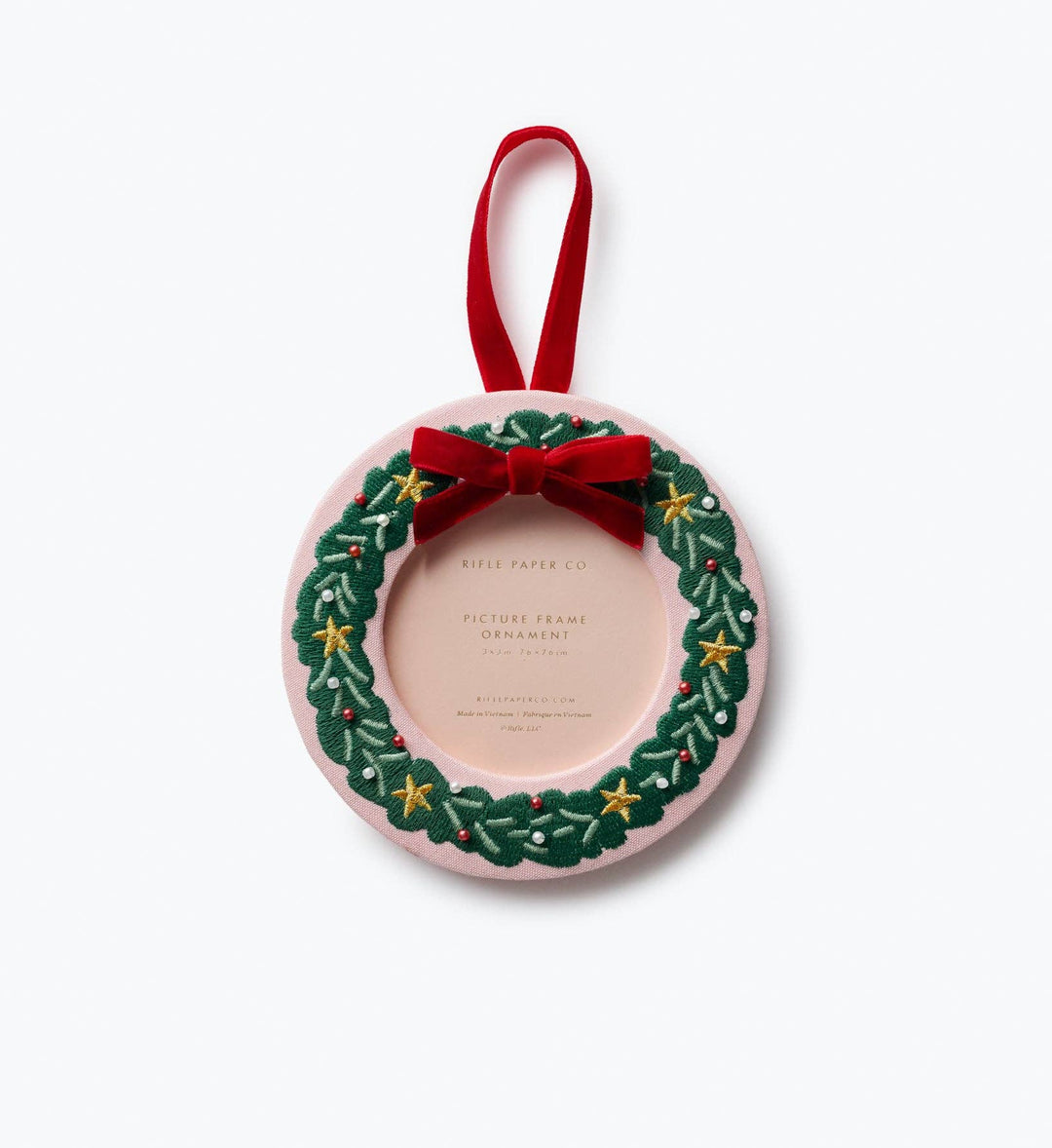Christmas Wreath Embroidered Frame Ornament